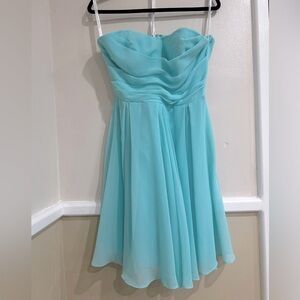 Elegant Strapless Blue Dress